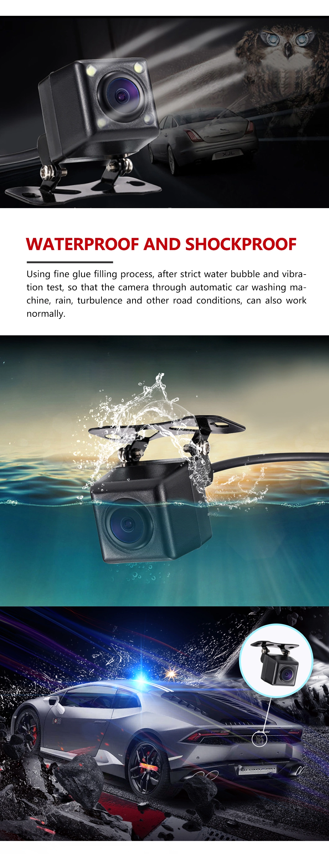 Waterproof Night Vision Smallest IR Universal Camera - Front or Back View